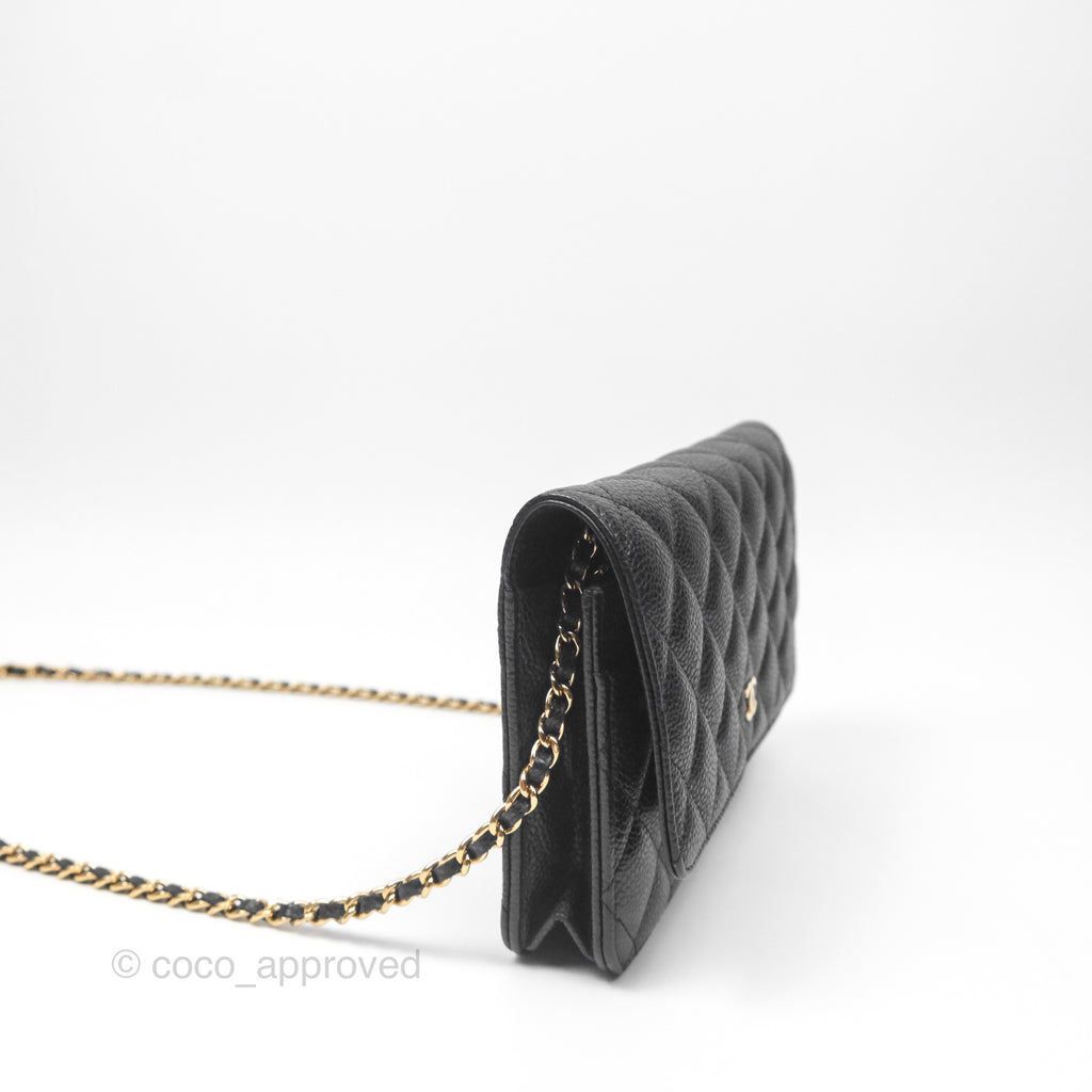 Chanel Classic Wallet On Chain WOC Quilted Black Caviar Gold Hardware