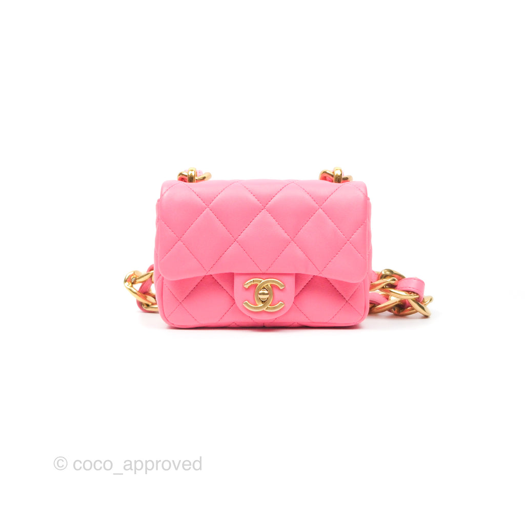 Chanel Quilted Mini CC Funky Town Flap Pink Lambskin Aged Gold Hardware