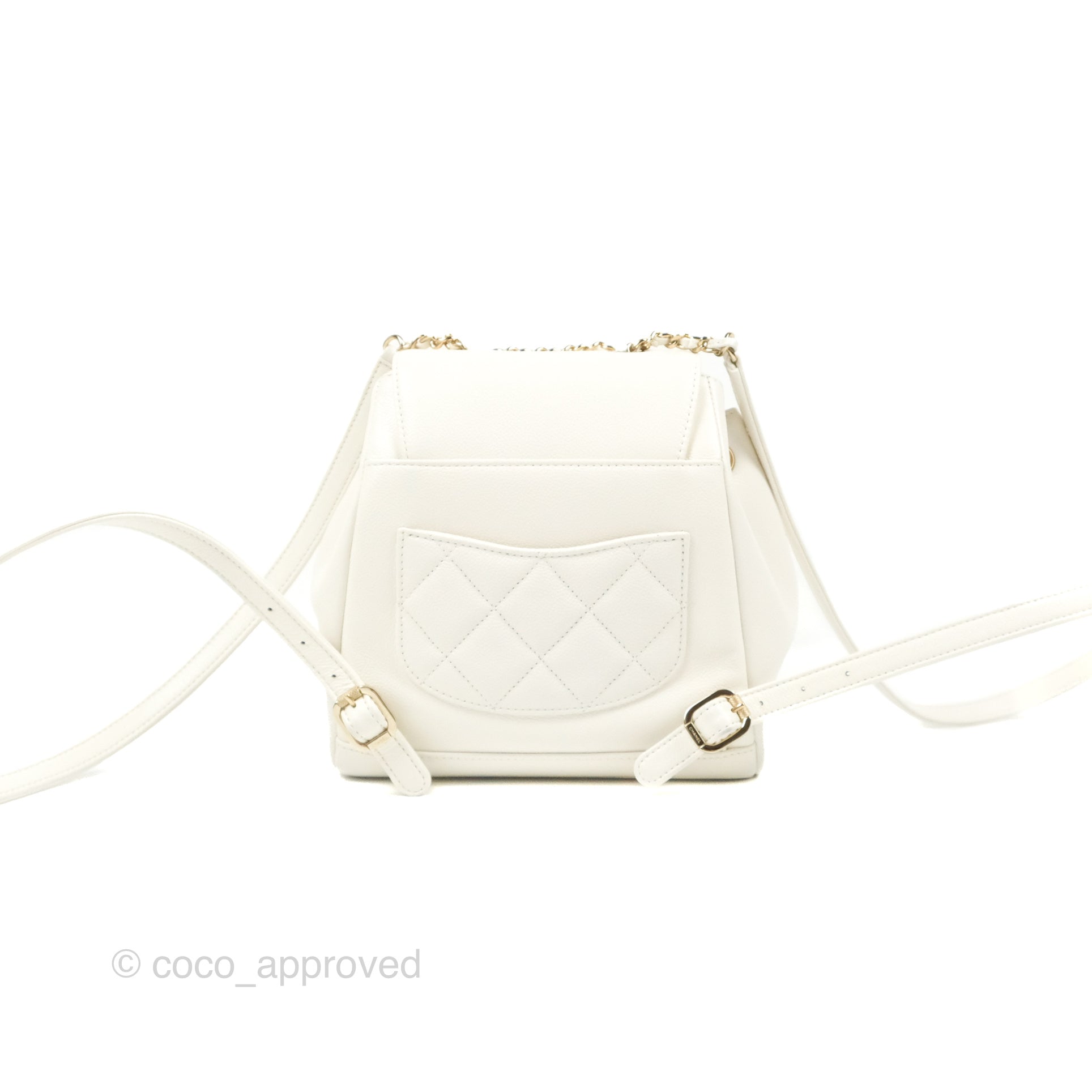 Chanel Mini Business Affinity Backpack White Caviar Gold Hardware