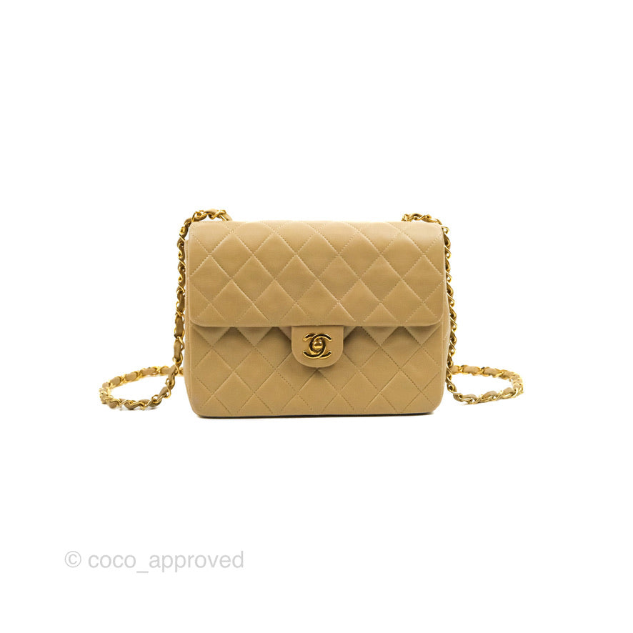 Chanel Quilted Vintage Mini Square Flap Pink Lambskin 24K Gold Hardware