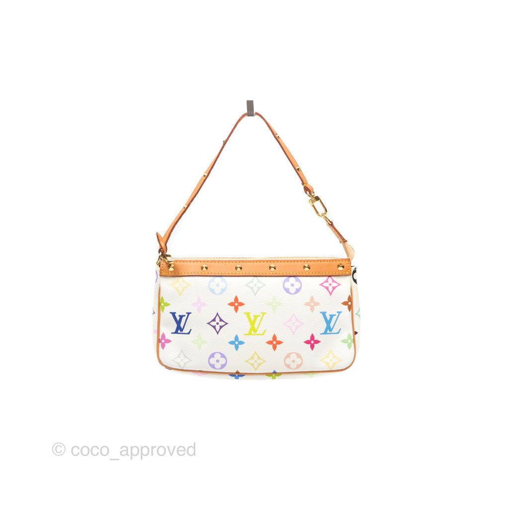 Louis Vuitton x Takashi Murakami Pochette White Rainbow Monogram