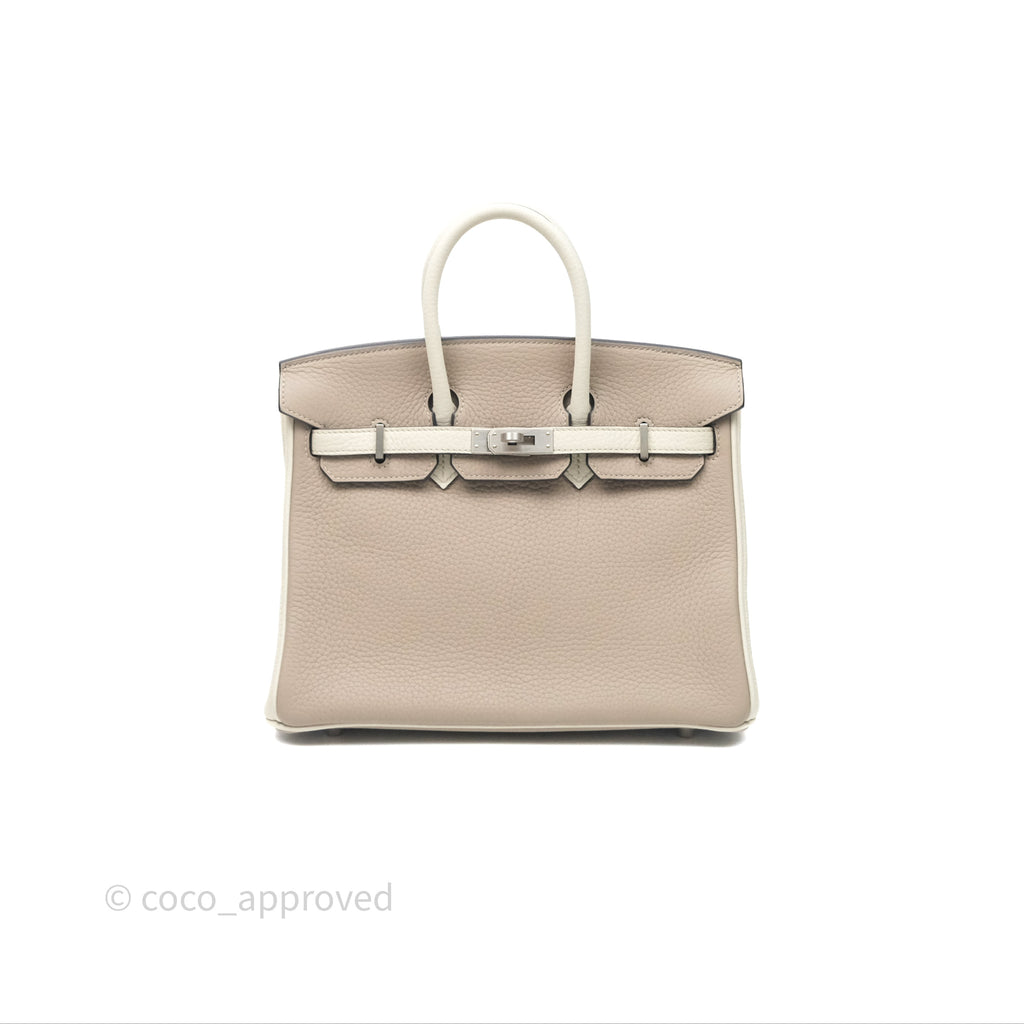 Hermès Birkin 25 Special Order Retourne Gris Tourterelle 81 / Beton 8L Clemence Brushed Palladium Hardware