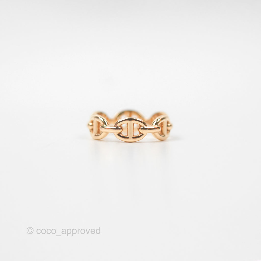 Hermès Chaine d'Ancre Enchainee Band Ring PM Rose Gold Size 50