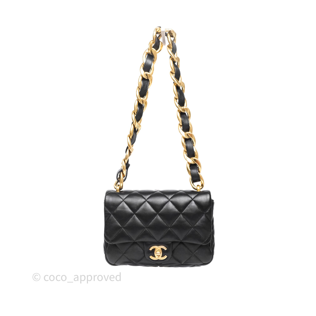 Chanel Small Funky Town Black Lambskin Aged Gold Hardware