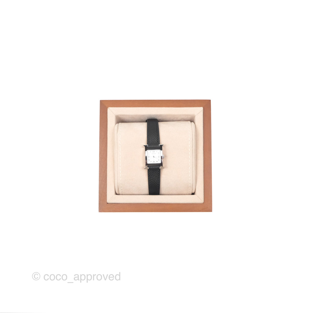 Hermes Heure H Watch Mini Epsom Noir Palladium Hardware