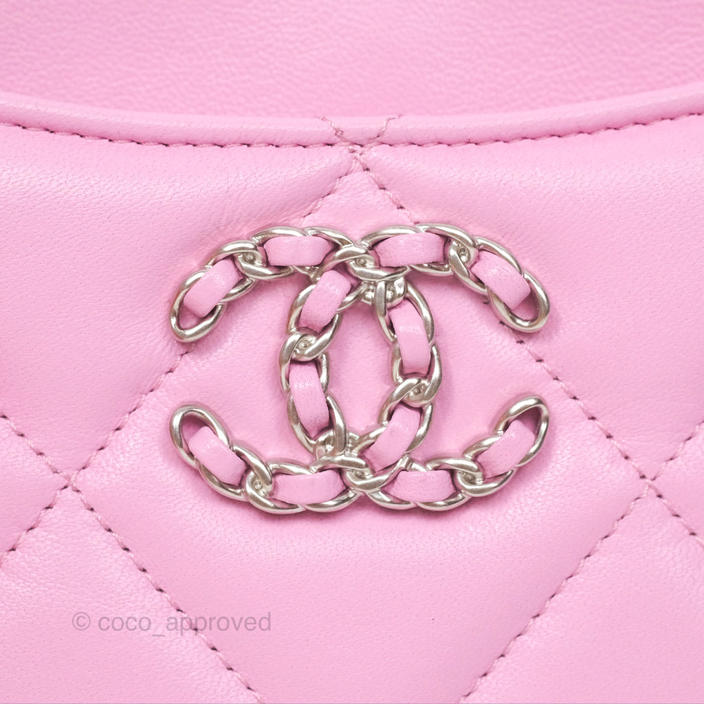 Chanel Quilted 19 Zip Card Holder Wallet Pink Lambskin