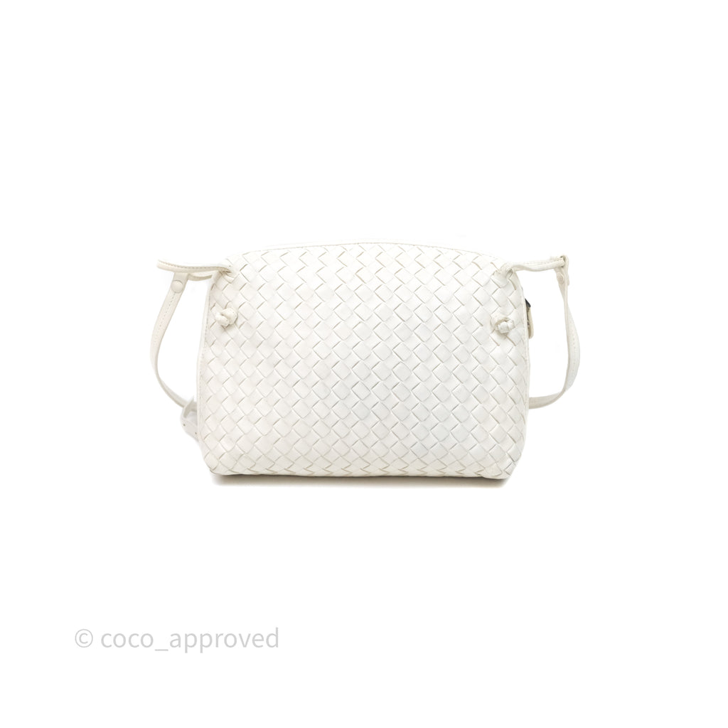 Bottega Veneta Nodini Crossbody Bag White Nappa Intrecciato
