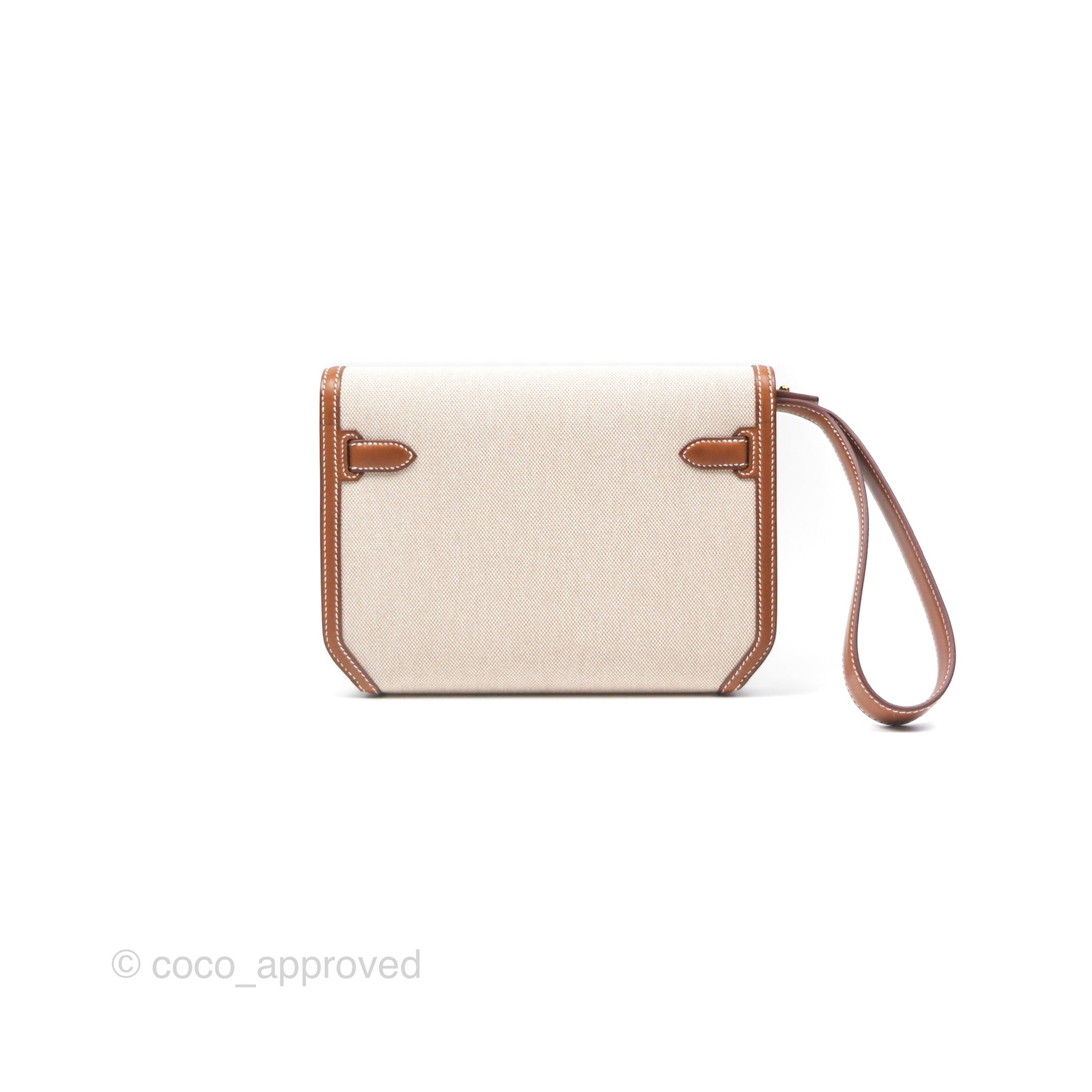 Hermès Kelly Depeches 25 Pouch Ecru-beige 14 Toile H/ Fauve 34