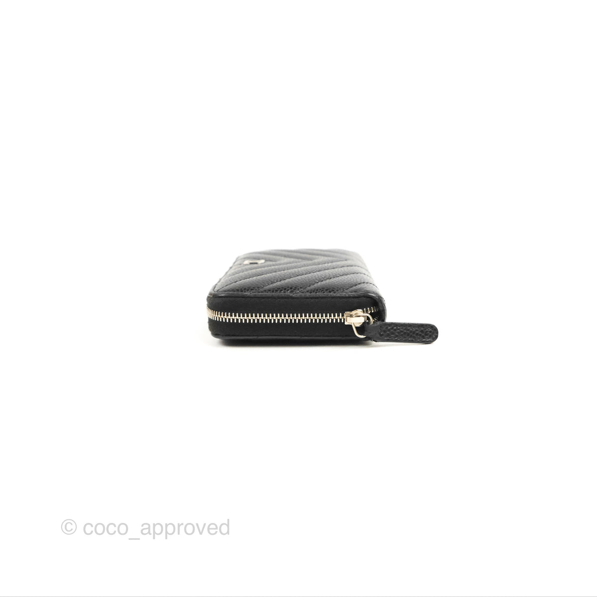 CHANEL Caviar Chevron Quilted Large Flap Wallet Black 172646