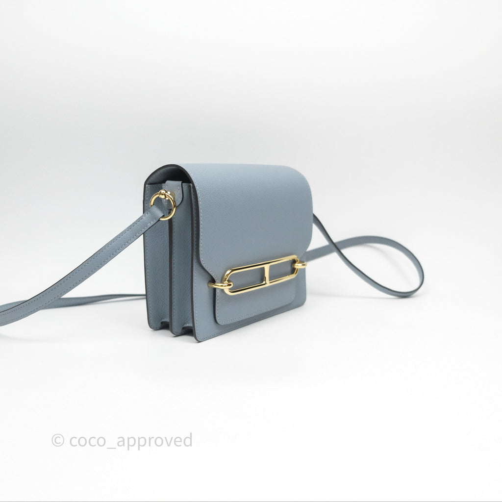 Hermès Roulis Mini 18 Bleu Lin J7 Evercolour Gold Hardware