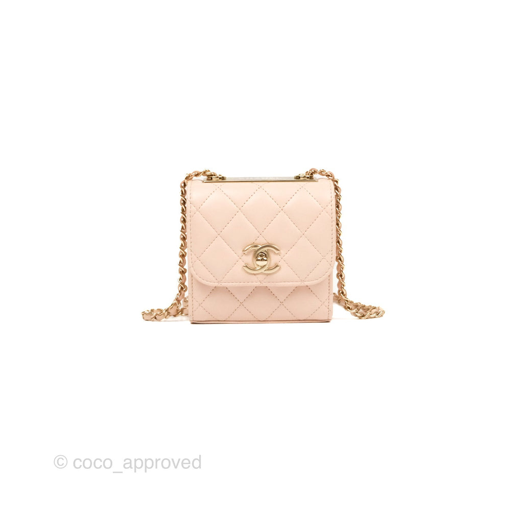 Chanel Mini Quilted Trendy CC Clutch With Chain Light Pink Lambskin Gold Hardware