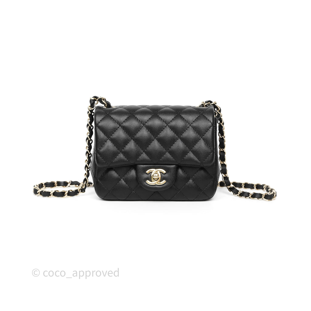 Chanel Mini Square Black Caviar Gold Hardware