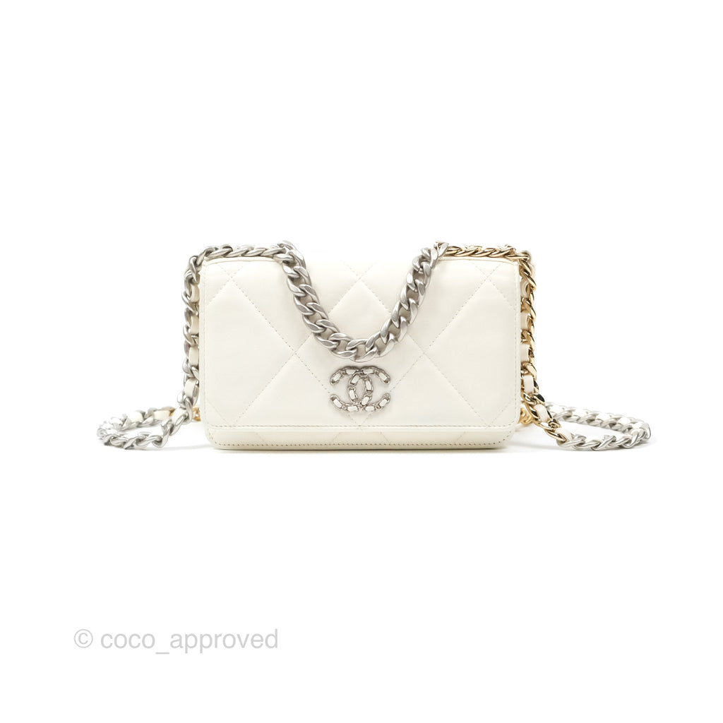Chanel 19 Wallet on Chain WOC White Mixed Hardware