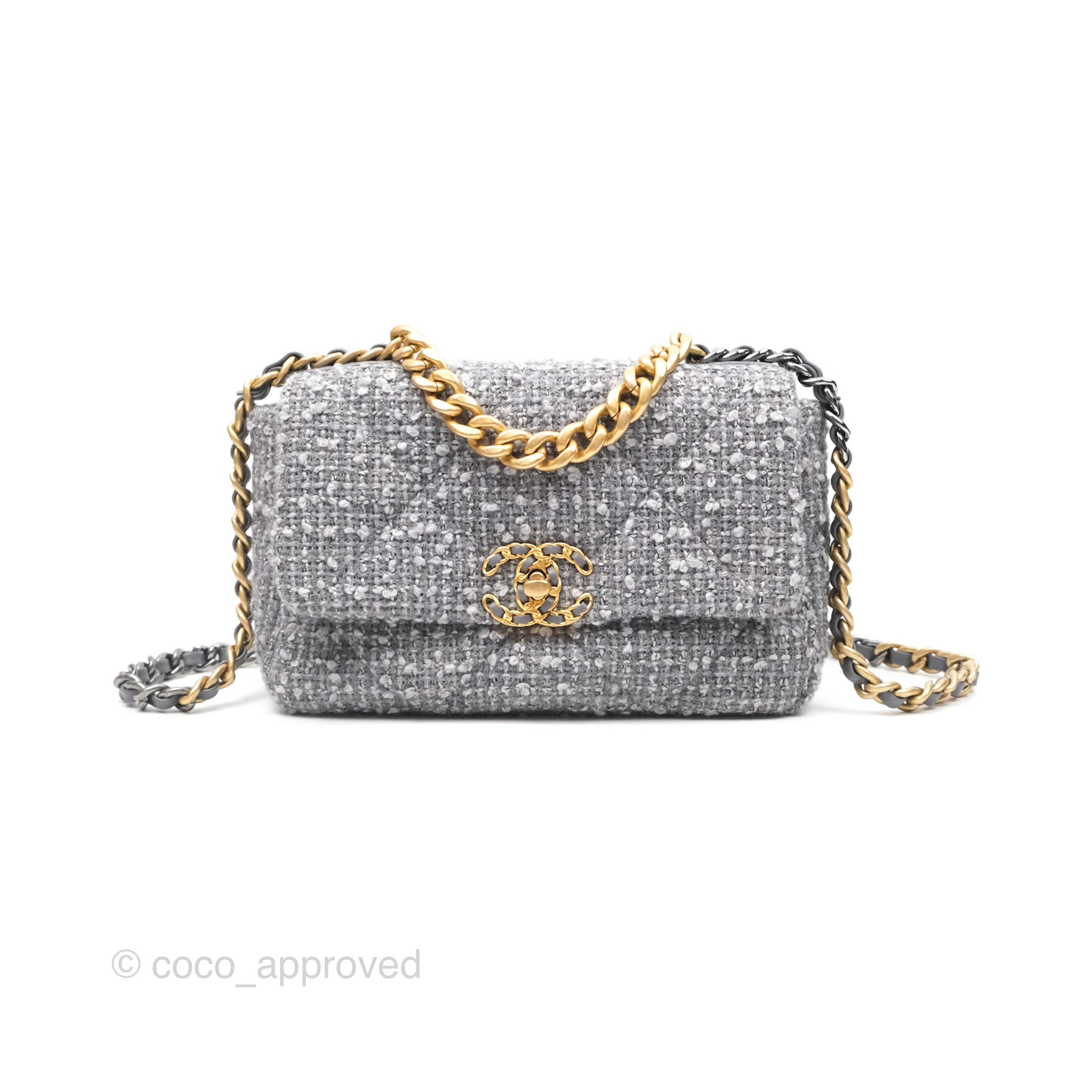 Chanel 19 Small Tweed Grey Mixed Hardware – Coco Approved Studio