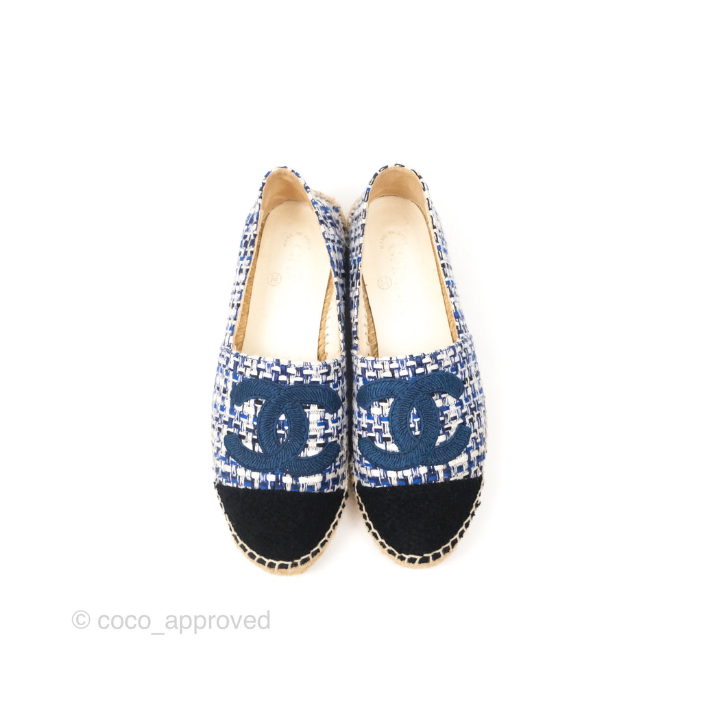 Chanel Espadrille Blue Tweed Size 38