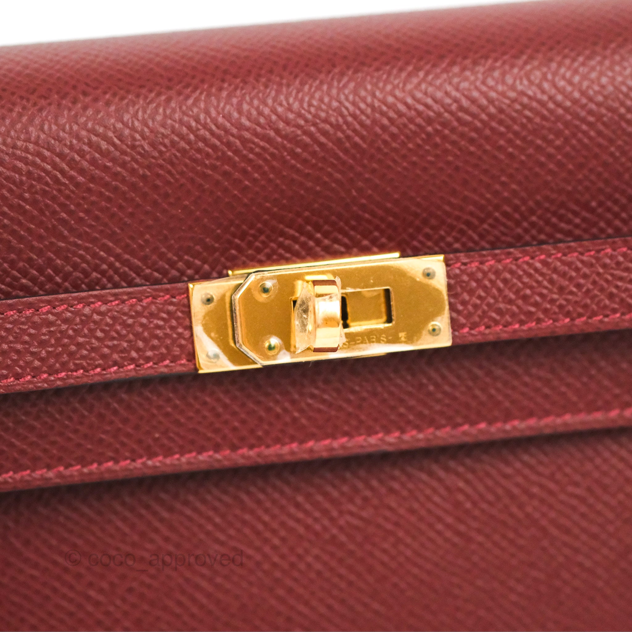 Hermes Kelly Handbag Rouge Grenat Epsom with Gold Hardware 32 Red