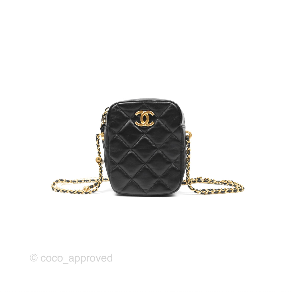 Chanel My Perfect Mini Camera Bag Black Lambskin Aged Gold Hardware