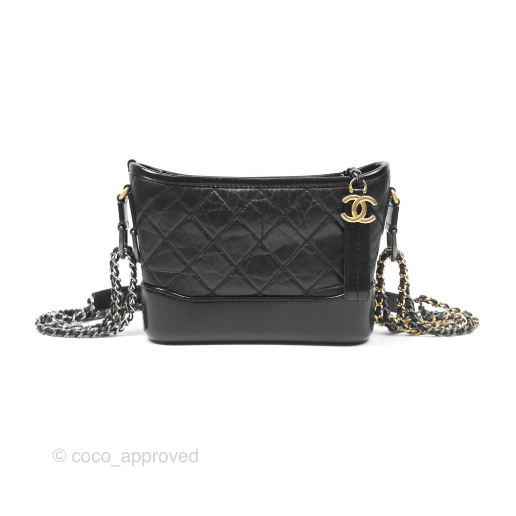 Chanel Small Gabrielle Hobo Quilted Black Aged Calfskin