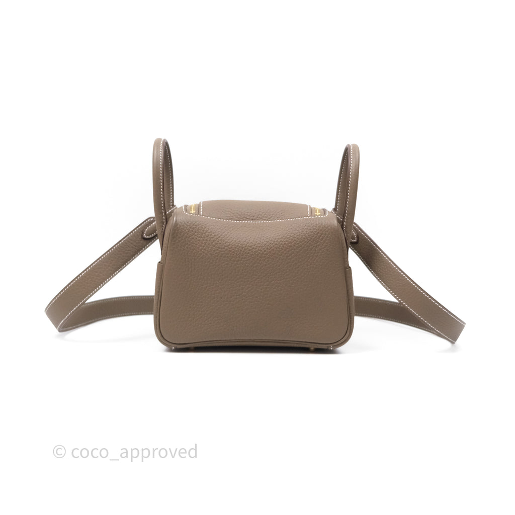 Hermès Mini Lindy 20 Etoupe 18 Clemence Gold Hardware