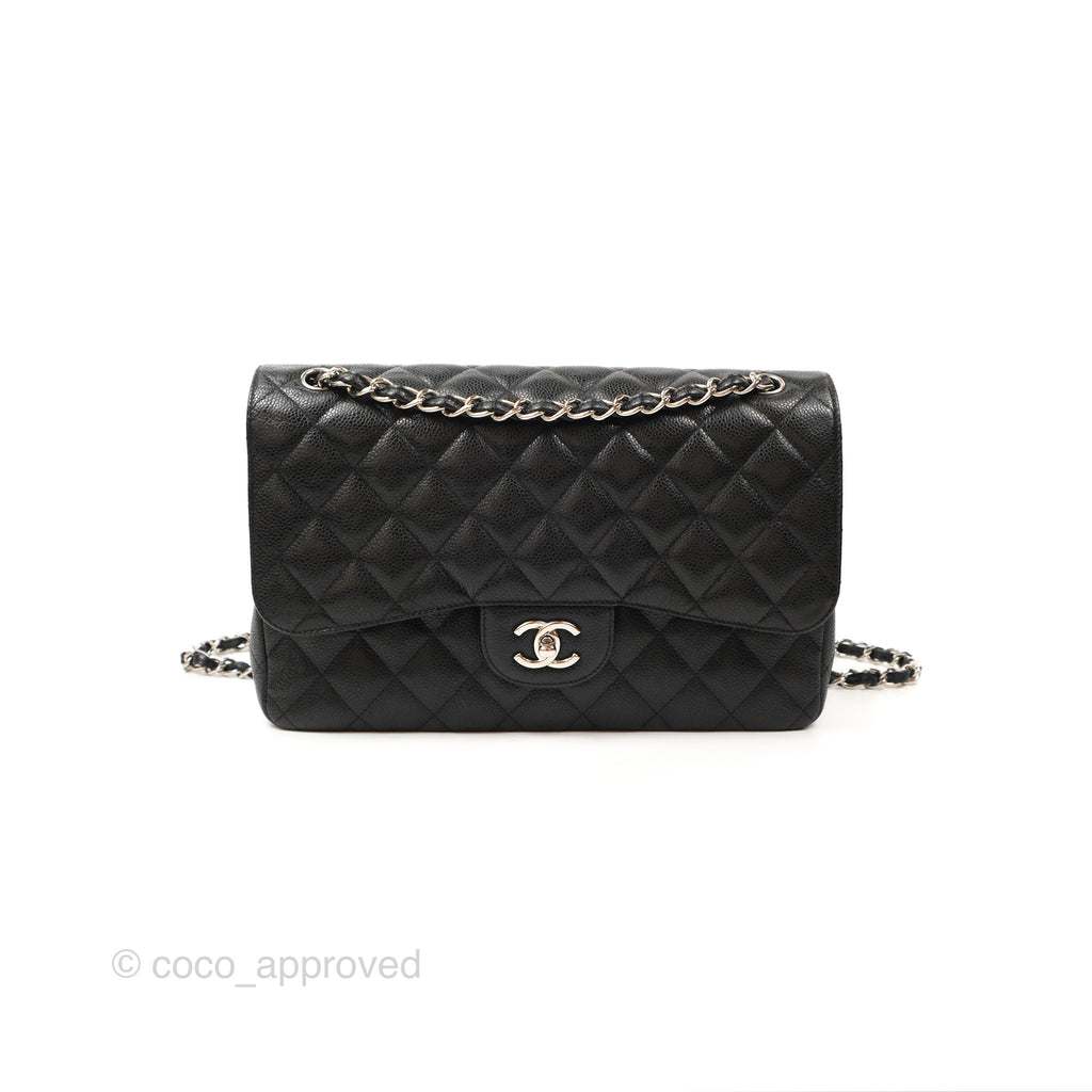 Chanel Jumbo Double Flap Black Caviar Silver Hardware