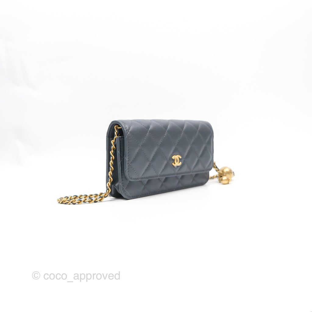 Chanel Pearl Crush Mini WOC Phone Holder Grey Lambskin