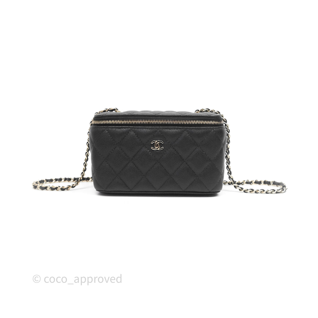 Chanel Vanity Rectangular With Chain Black Caviar Gold Hardware