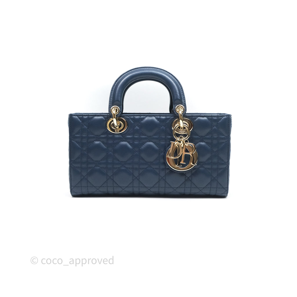 Christian Dior Medium Lady D-Joy Bag Deep Ocean Blue Cannage Lambskin
