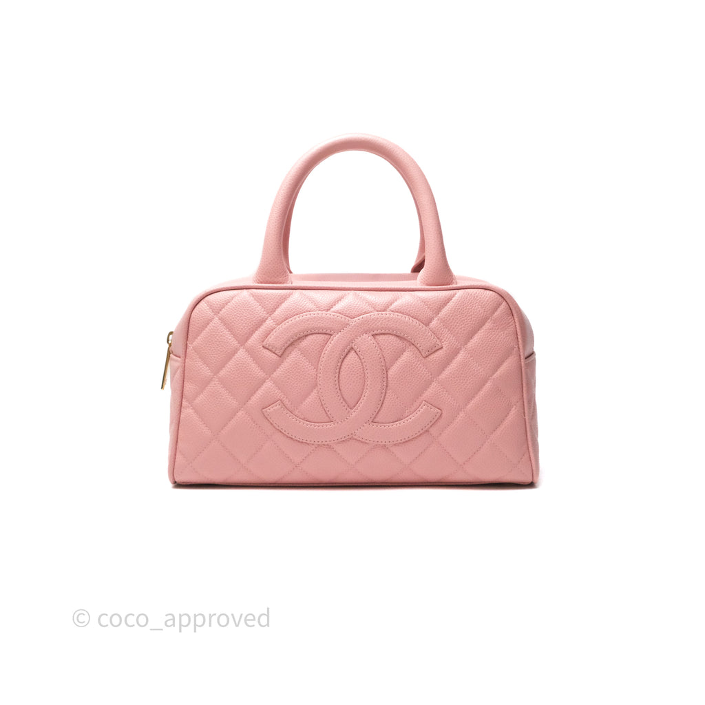 Chanel Vintage Mini CC Boston Bag Pink Caviar Gold Hardware