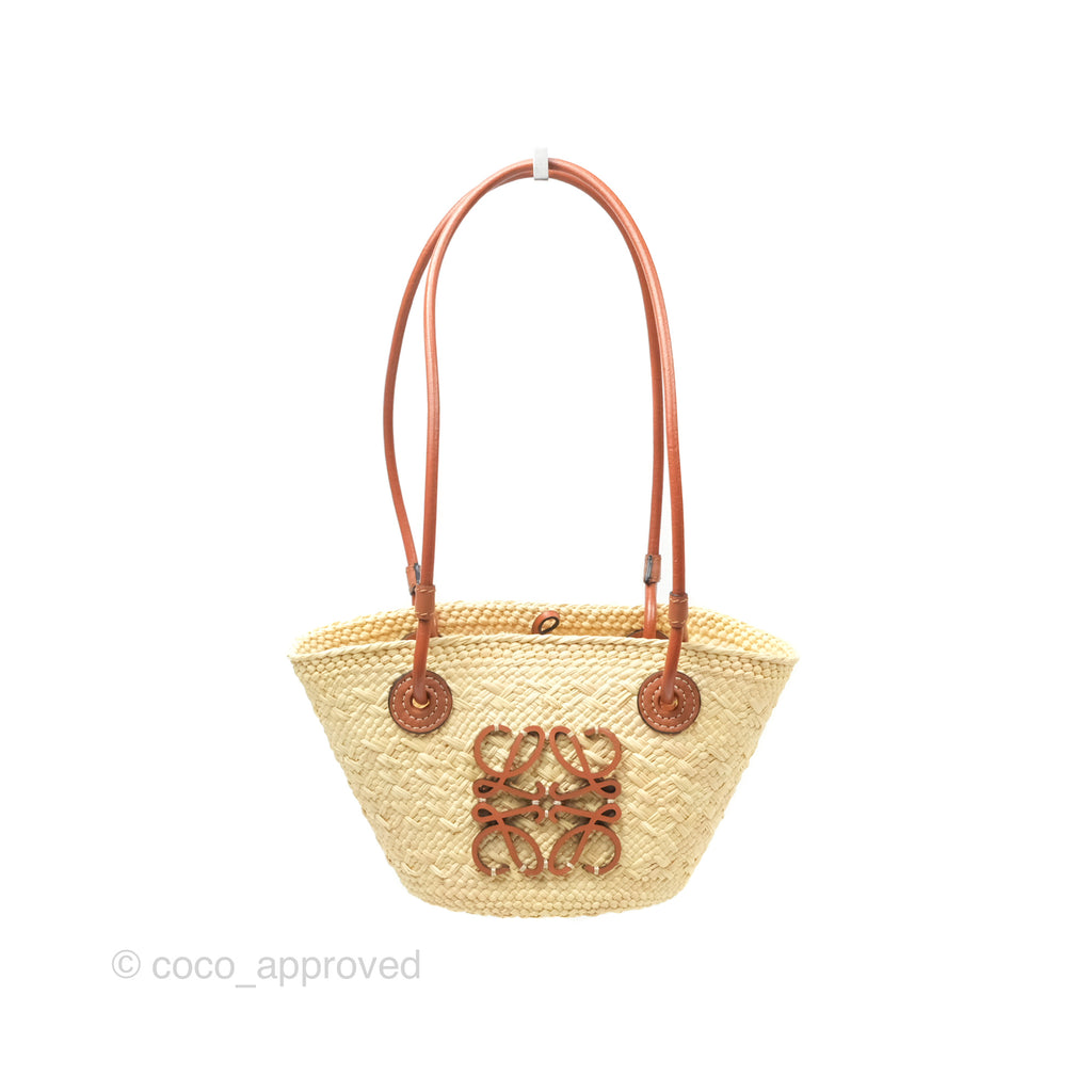 Loewe Mini Anagram Basket Bag Iraca Palm Calfskin Natural/Tan