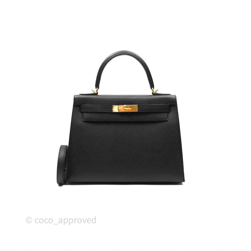Hermès Kelly 28 Sellier Noir Black 89 Epsom Gold Hardware