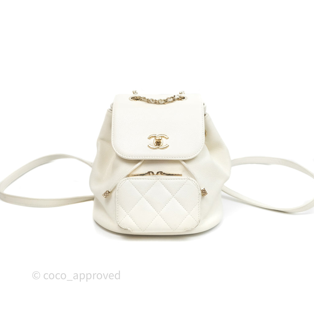 Chanel Quilted Business Affinity Backpack Ivory White Caviar Gold Hardware