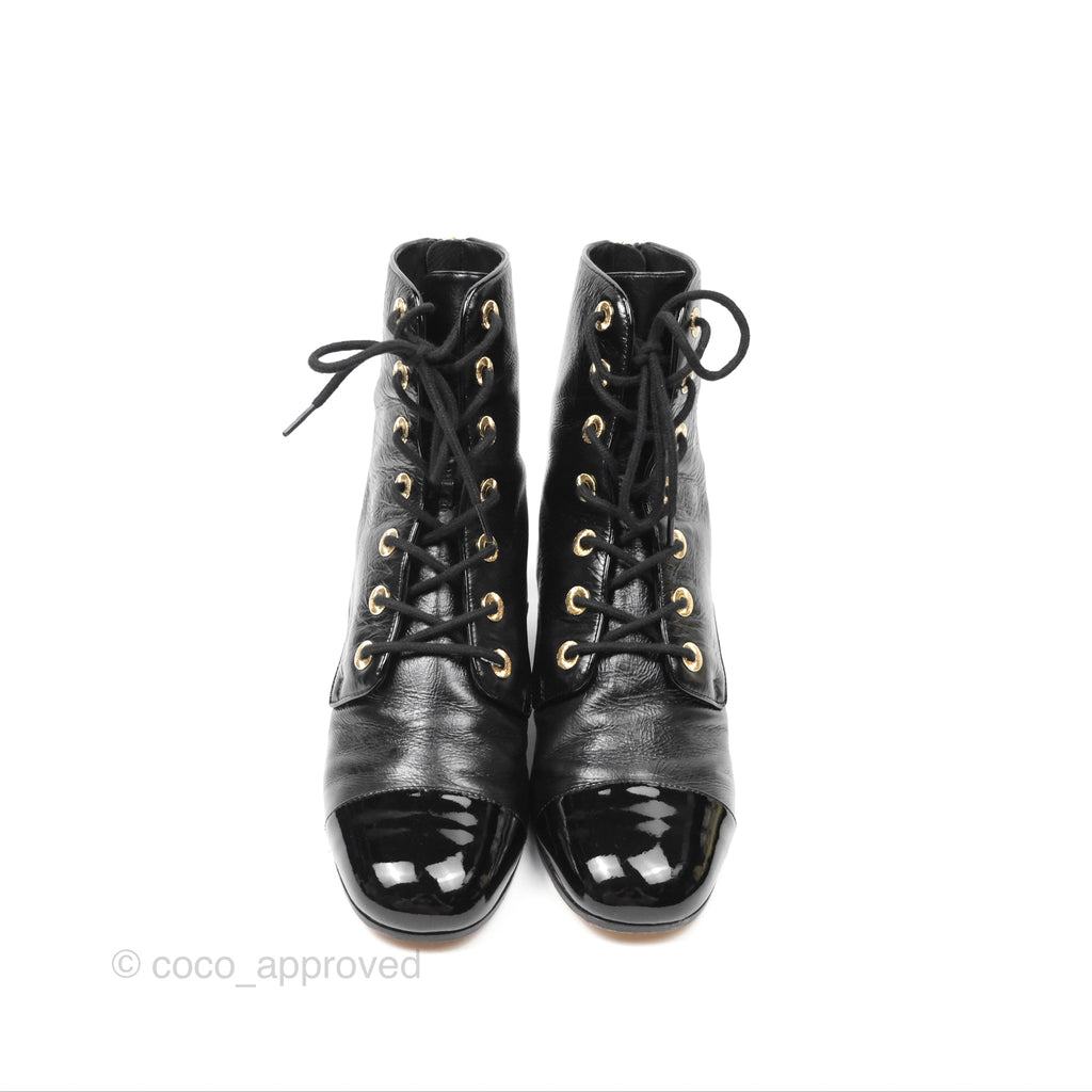 Chanel CC Calfskin Short Boots Black Size 39