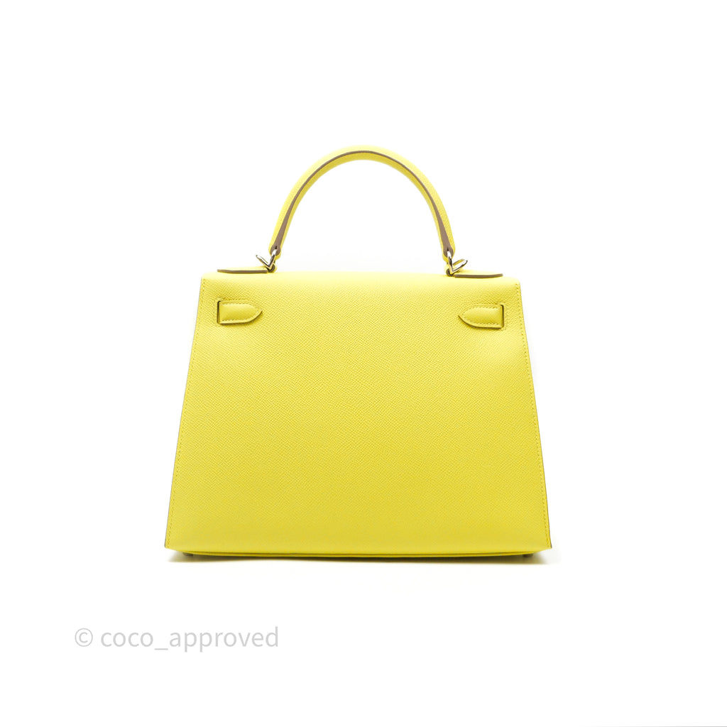 Hermès Sellier Kelly 28 Lime 9R Epsom Palladium Hardware