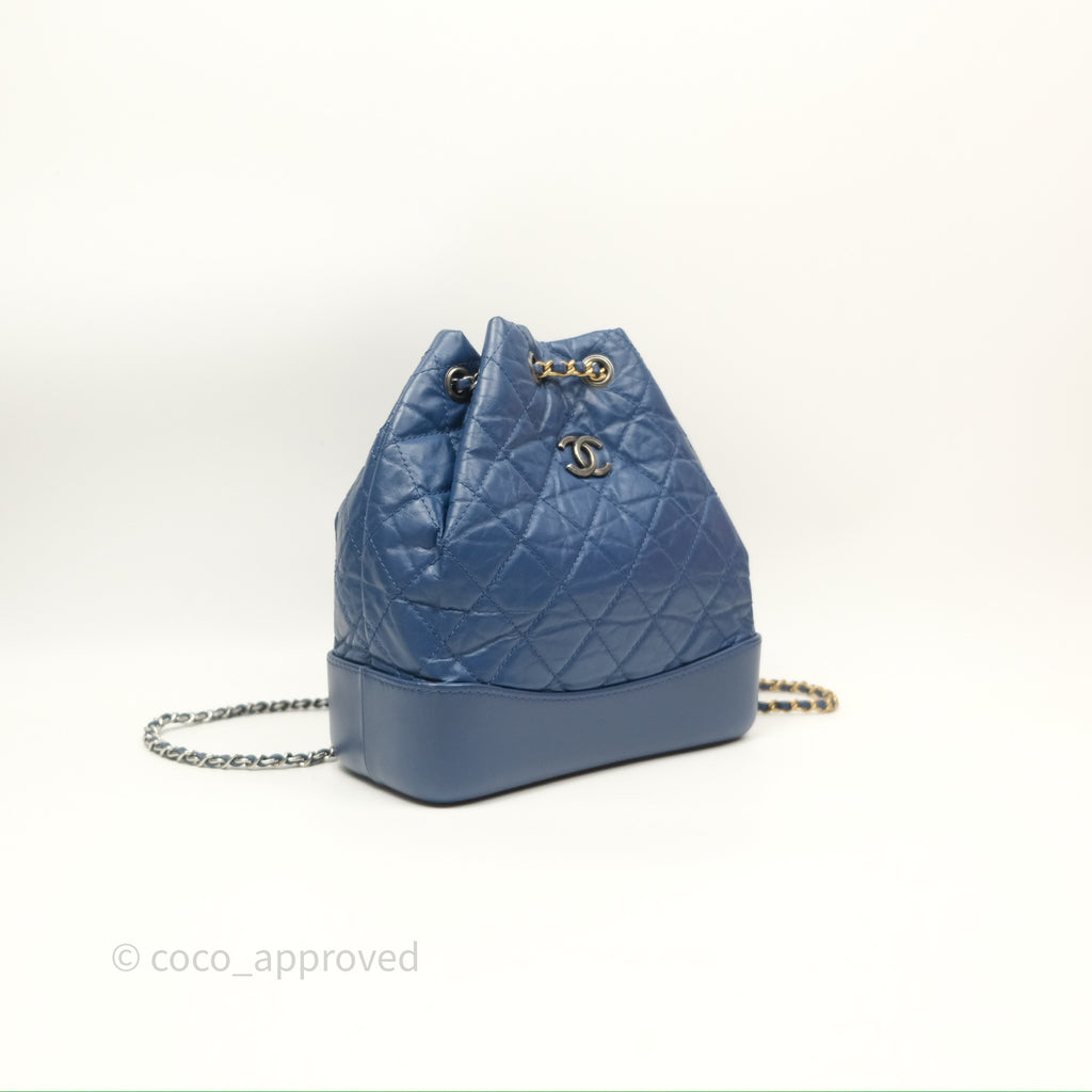 Chanel Small Gabrielle Backpack Blue Aged Calfskin