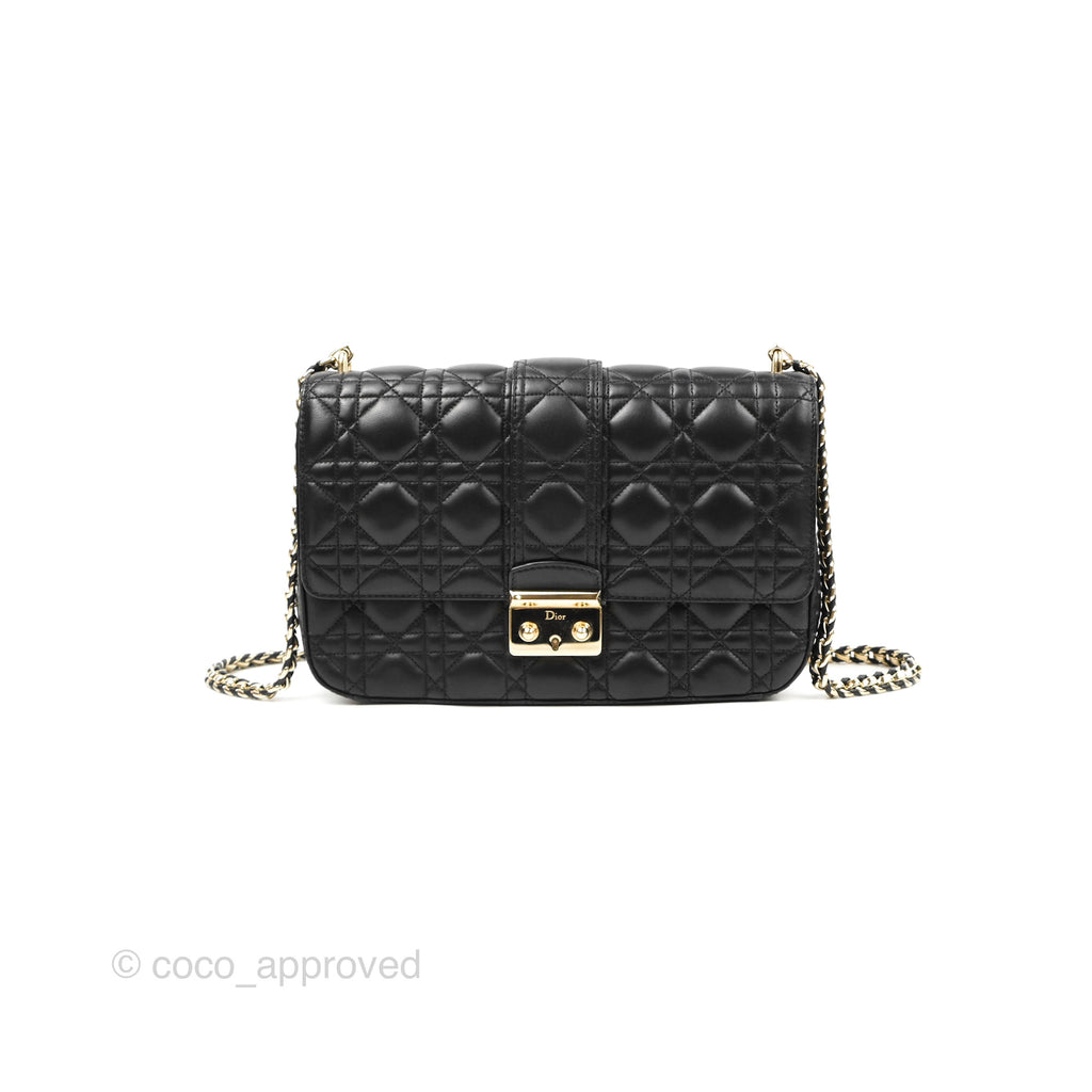 Chanel Medium Miss Dior Flap Bag Black Cannage Lambskin Gold Hardware
