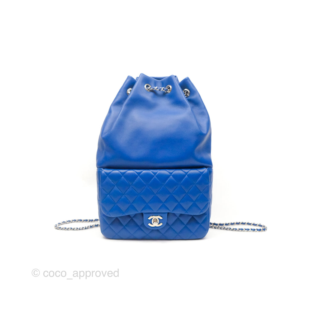 Chanel Large Seoul Backpack Blue Lambskin Silver Hardware