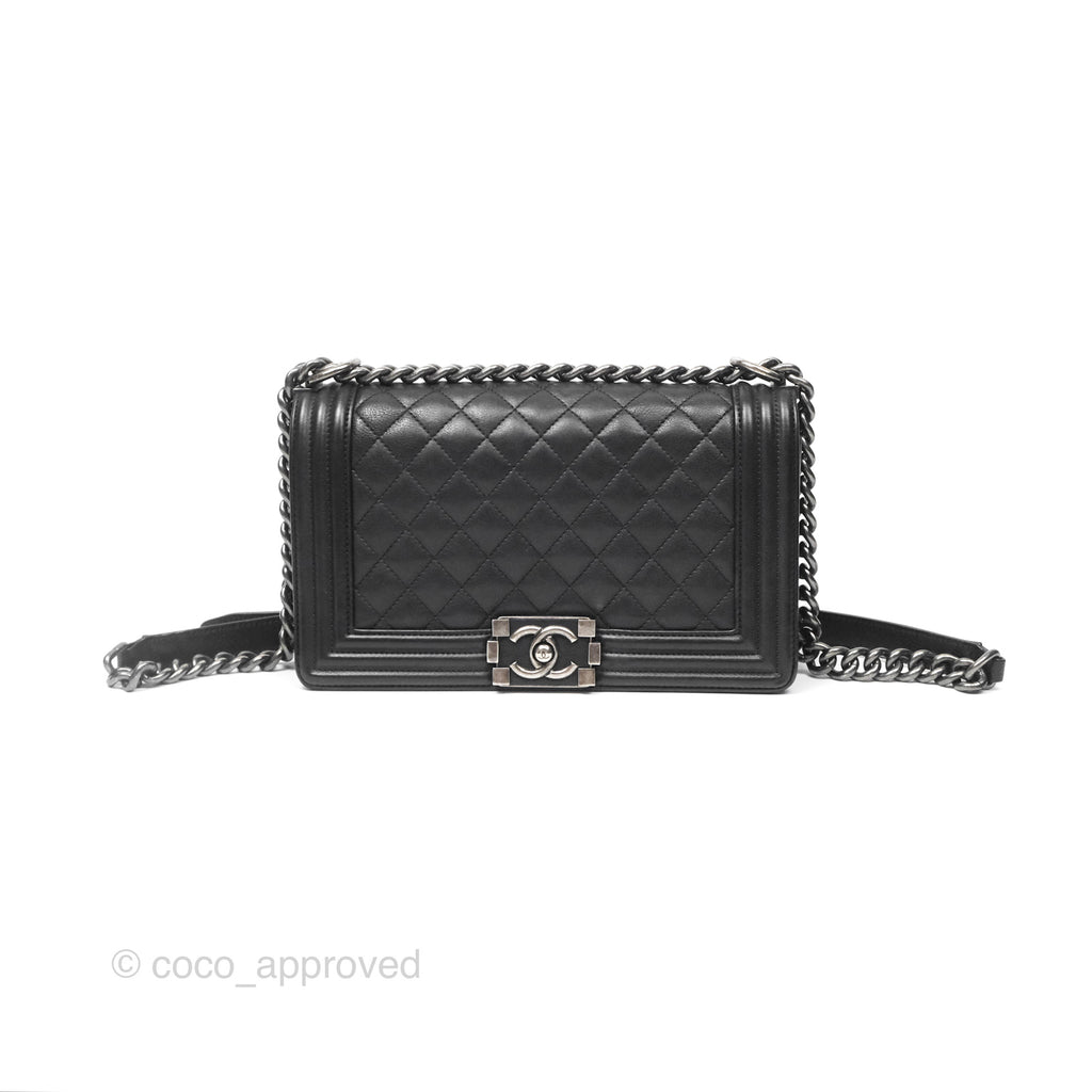 Chanel Medium Boy Quilted Black Calfskin Ruthenium Hardware