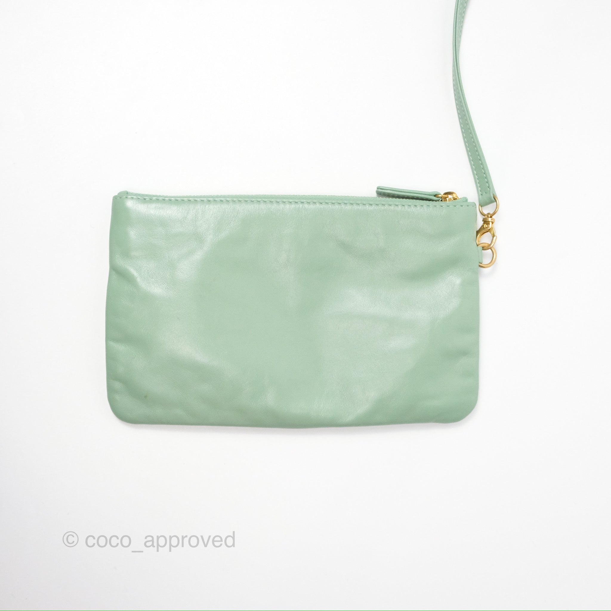 Chanel 22 Small Mint Green Shiny Aged Calfskin Aged Gold Hardware