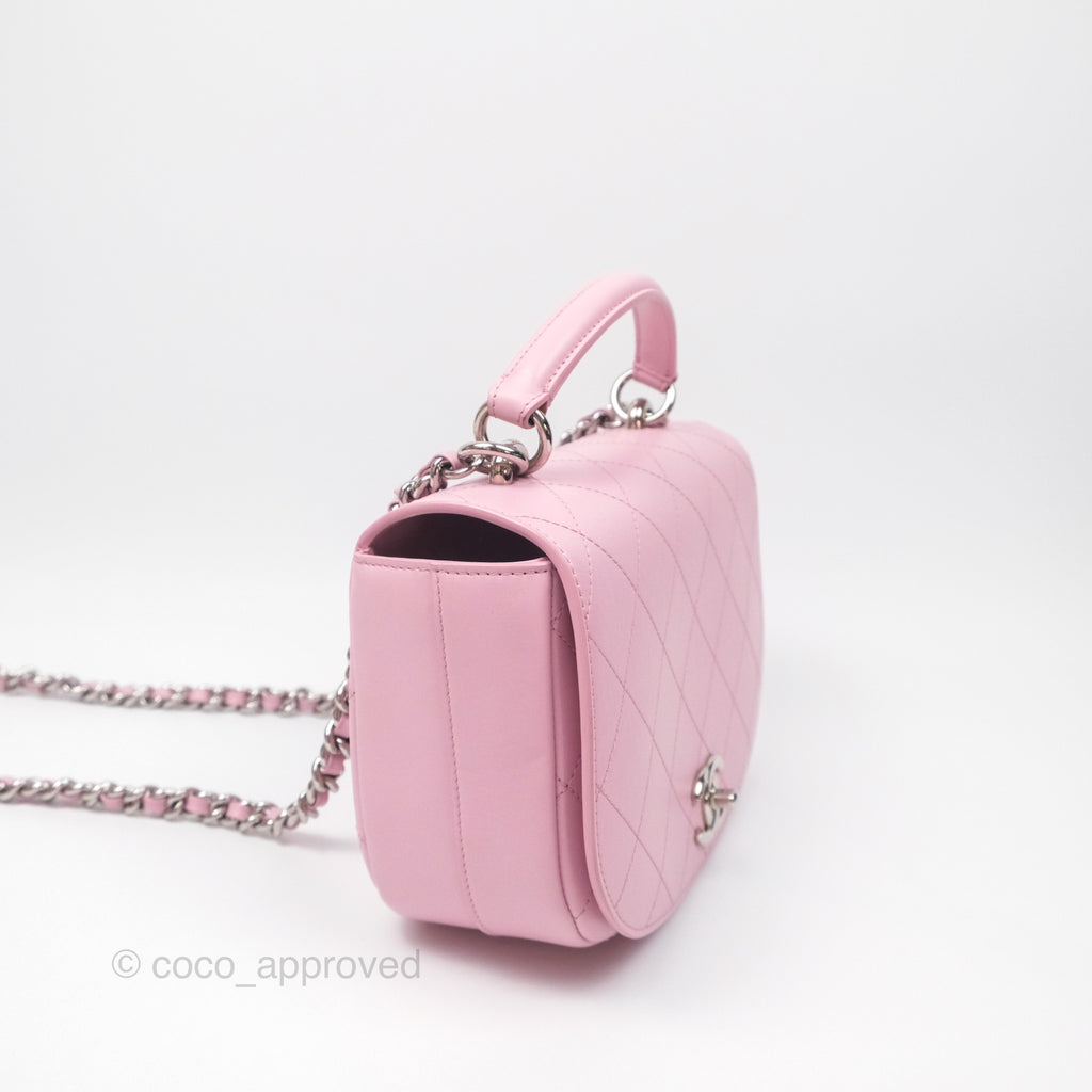 Chanel Stitched Ring My Bag Flap Crossbody Pink Calfskin Silver Hardware