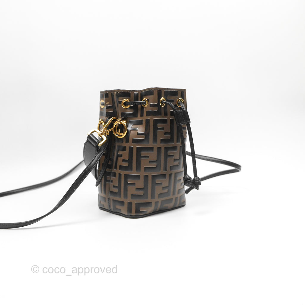 Fendi Mini Mon Tresor Bucket Bag FF Motif Brown