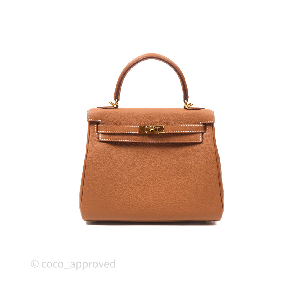 Hermès Retourne Kelly 25 Gold 37 Togo Gold Hardware