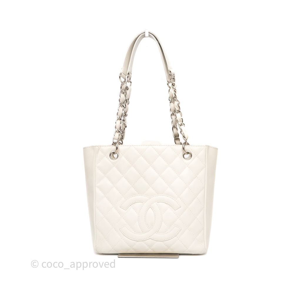 Chanel Vertical GST White Caviar Silver Hardware