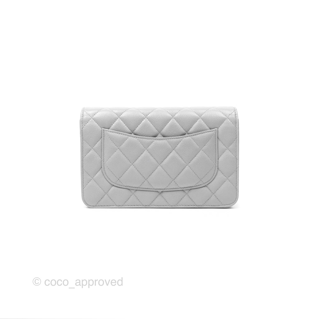 Chanel Quilted Classic Wallet on Chain WOC Grey Caviar Gold Hardware