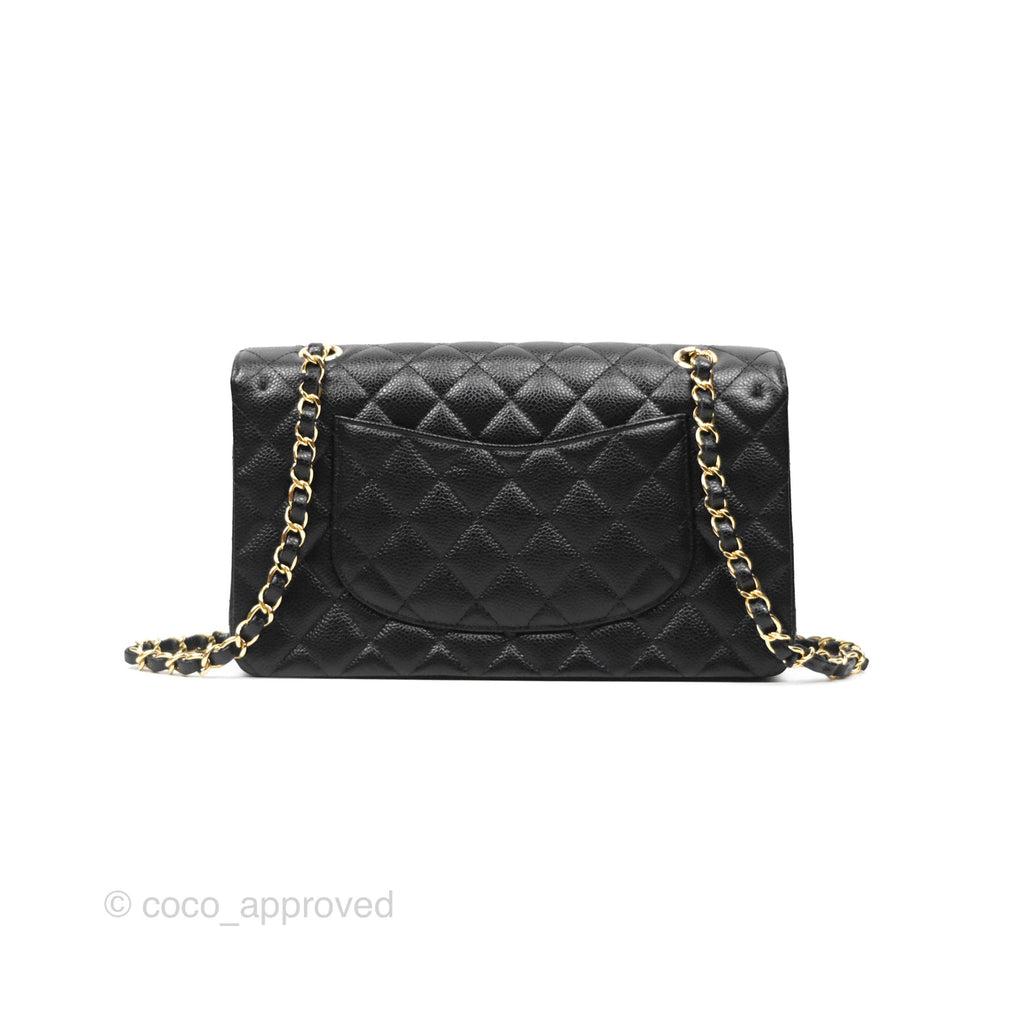 Chanel Classic M/L Medium Flap Quilted Black Caviar Gold Hardware