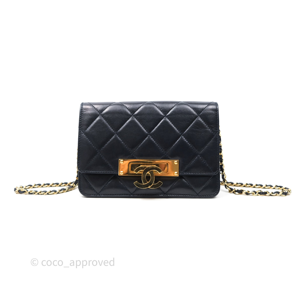 Chanel Golden Class Wallet on Chain WOC Navy Lambskin Gold Hardware