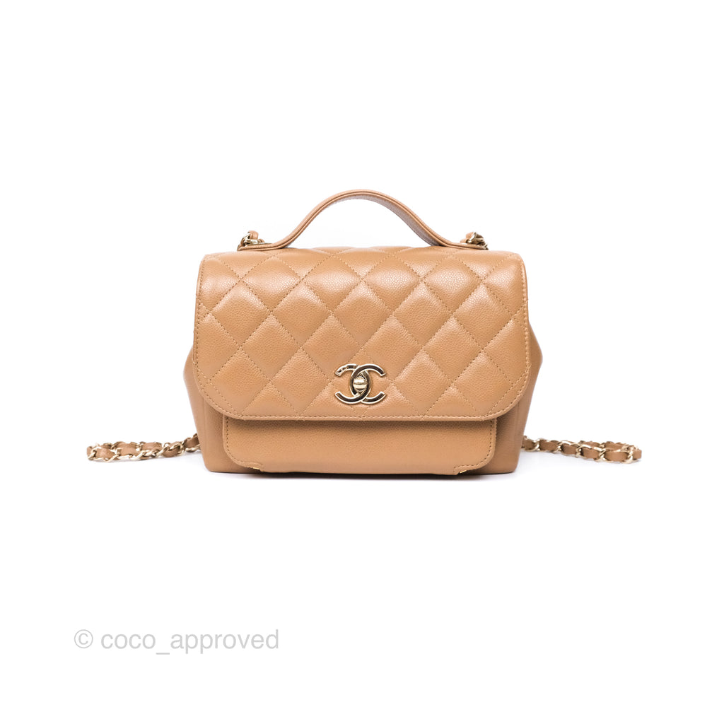 Chanel Quilted Medium Business Affinity Flap Dark Beige Caviar Gold Hardware