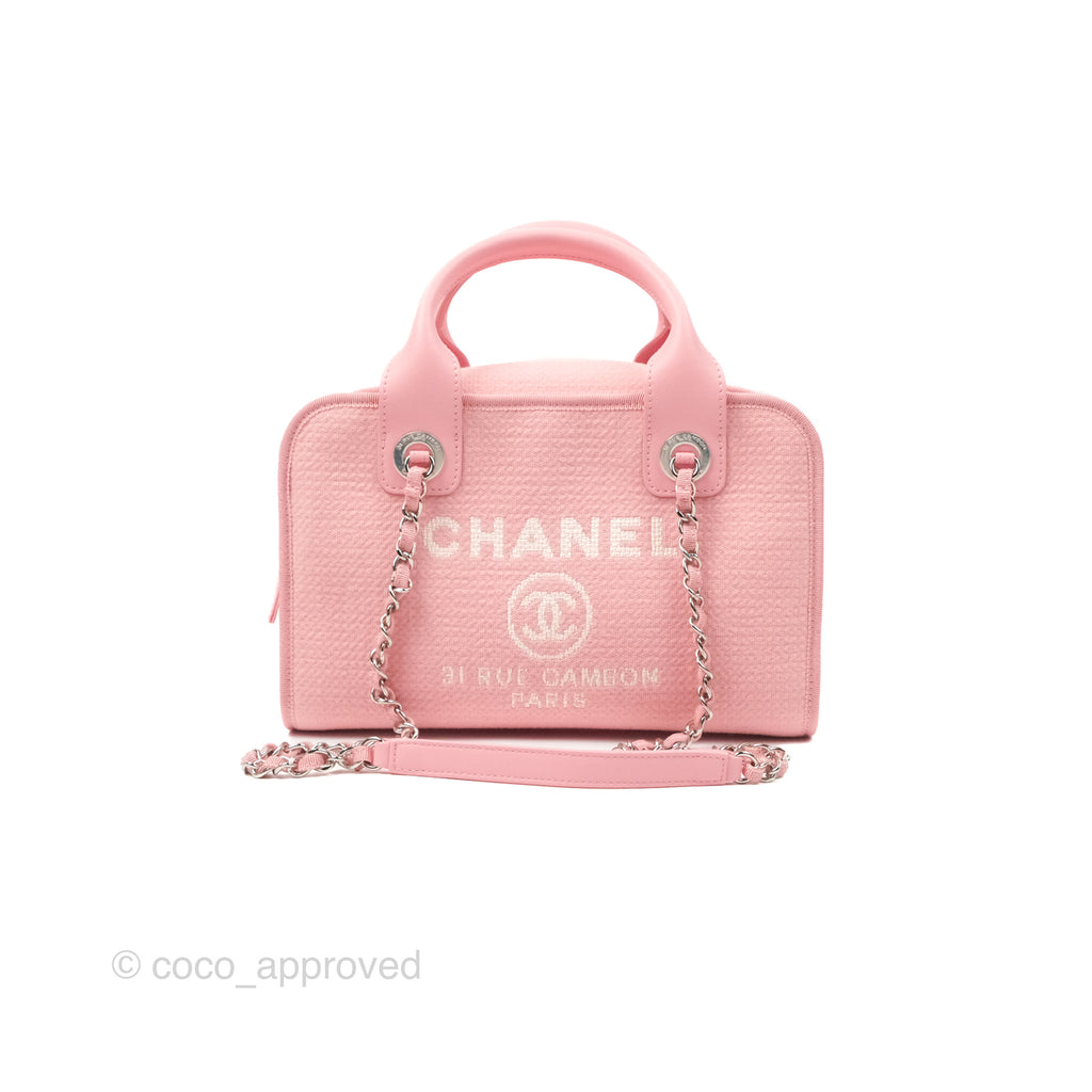 Chanel Deauville Bowling Bag Pink Silver Hardware