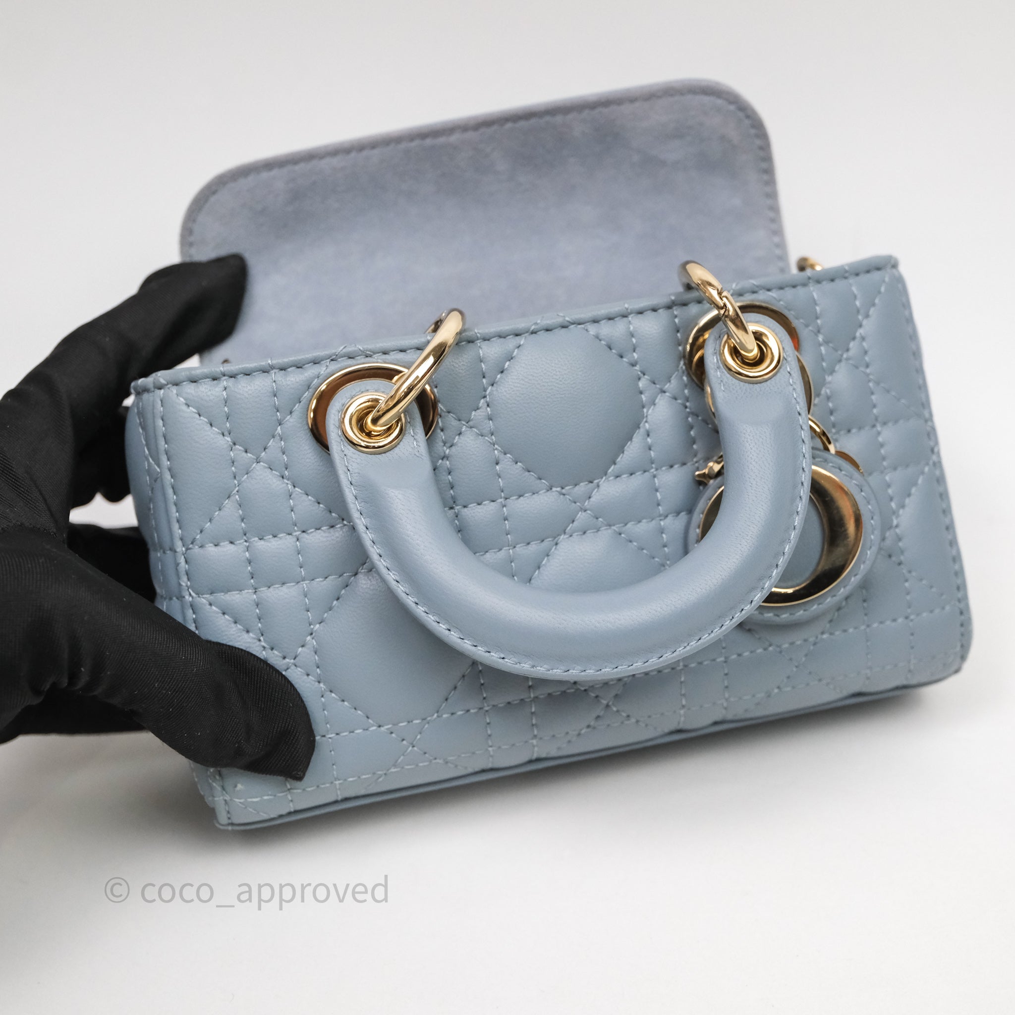 Christian Dior Micro Lady D-Joy Bag Blue Cannage Lambskin Light
