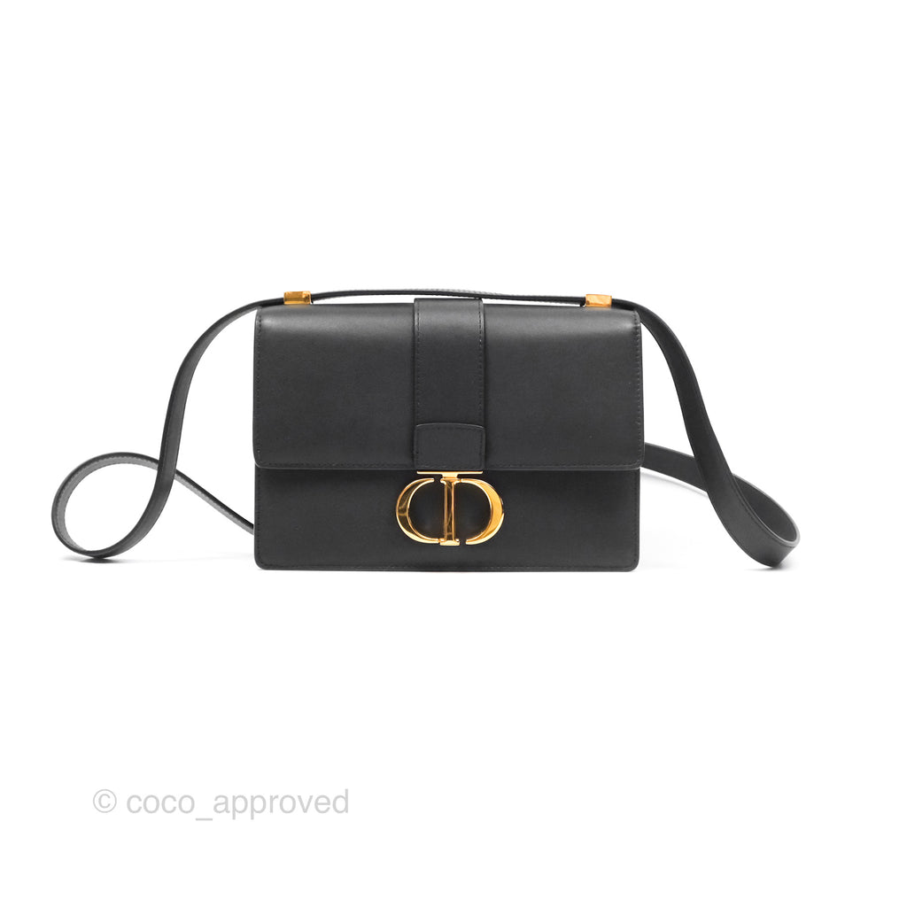 Christian Dior Small 30 Montaigne Bag Black Calfskin Gold Hardware