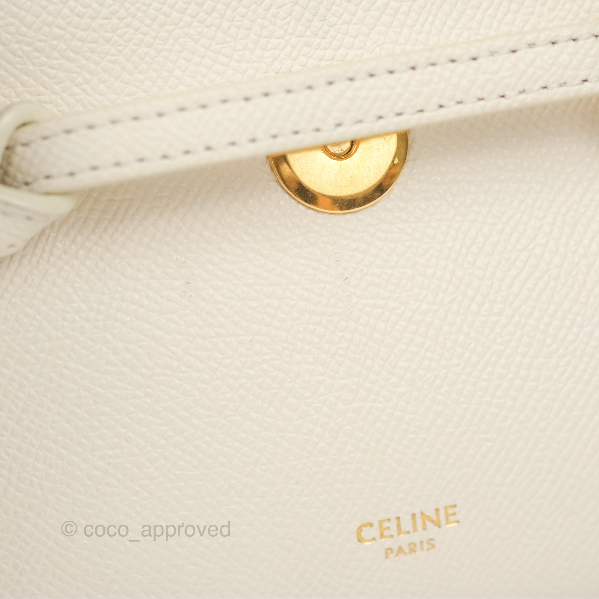 Celine Pico Belt Bag White Grained Calfskin Gold Hardware